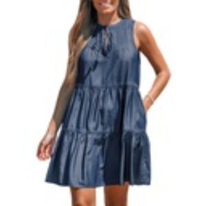 Women's Embroidered Tassel Neck Mini Dress - Cupshe NWT Medium